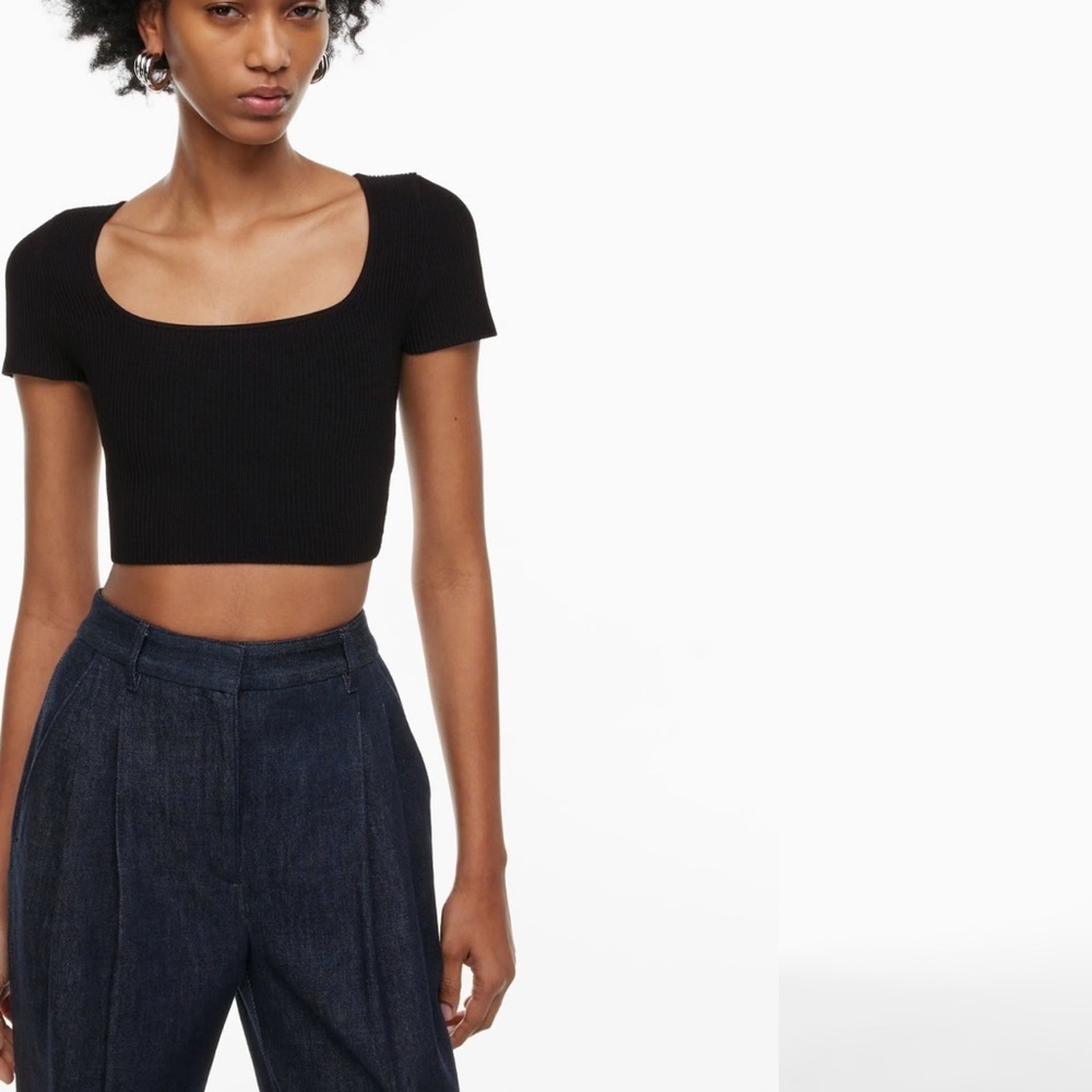 Aritzia color black Sculpt Knit Squareneck Top - Picture 3 of 13
